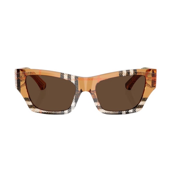 BURBERRY Cat Eye Dark Brown Check Sand Sunglasses BE4441U | Authentic | NWT - Picture 2 of 10